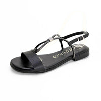 Fresia 585 Sandalia negra con adorno brillante