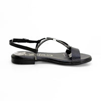Fresia 585 Sandalia negra con adorno brillante