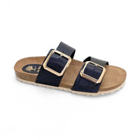 Inter Bios 7232 Sandalia zueco negra con 2 hebillas