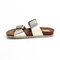 Inter Bios 7232 Sandalia zueco platino con 2 hebillas