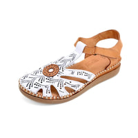 Treintas L-1407 sandalia blanca grabada con velcro