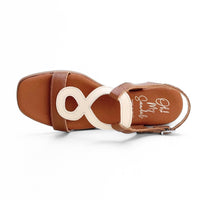 Oh my sandals 5893-2529 sandalia tacón cuero y beige