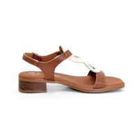Oh my sandals 5893-2529 sandalia tacón cuero y beige