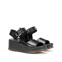 Dorking D9649 Sandalia de cuña con plataforma negro
