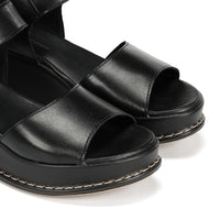 Dorking D9649 Sandalia de cuña con plataforma negro