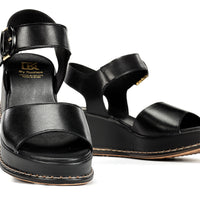 Dorking D9649 Sandalia de cuña con plataforma negro