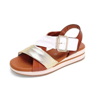 Jordana 4953 sandalia cuero y blanco