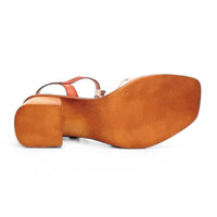 Jordana 4793 sandalia tacón cuero y beige
