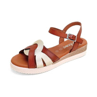 Jordana 4790 sandalia cuero y platino