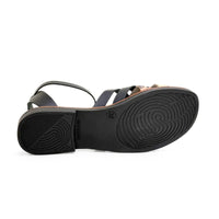 Walkflex 260220 sandalia plana negra animal print