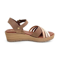 Wikers T-90137 sandalia cuña marrón combinada