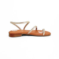 Blu Sandal 951 Sandalia romana trenzada dedo platino