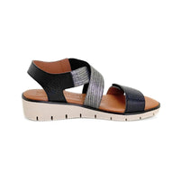 WalkFlex 250225 Sandalia negra cruzada con velcro