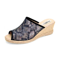 Amelie Zueco de cuña alta de esparto animal print