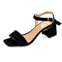 Casual 281 Sandalia de tacón negra de serraje