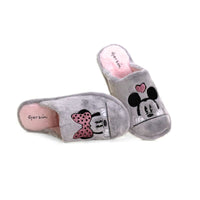 Zapatilla de casa Garzón mujer Mickey y Minnie gris