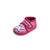 Zapatilla de casa infantil Garzón con velcro luna y estrella rosa