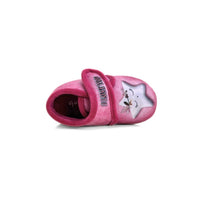 Zapatilla de casa infantil Garzón con velcro luna y estrella rosa