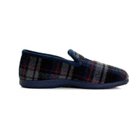 Zapatilla de casa Garzón hombre de cuadros marino y rojo