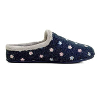 Zapatilla de casa Garzón 12000.580 azul marino con flores