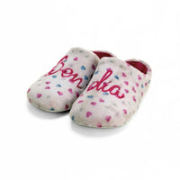 Zapatilla de casa Garzón mujer Bon Dia blanca con corazones