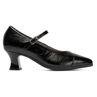 Zapato de salón Pitillos de charol negro con correa y tacón