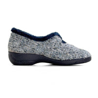 Zapatilla de casa Cabrera 5647 gris y azul tipo tweed