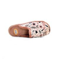 Zapatilla de casa Biorelax mujer con flores y hojas maquillaje