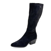 Bota alta cowboy Isteria 1323 negra de antelina elástica