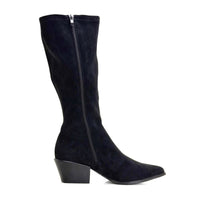 Bota alta cowboy Isteria 1323 negra de antelina elástica