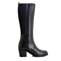 Bota alta Treintas L1504 de piel negra con tacón