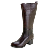 Bota alta Treintas L1504 de piel marrón con tacón