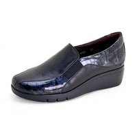 Mocasín Treintas 4604 negro combinado con cuña y elásticos laterales