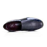 Mocasín Treintas 4604 negro combinado con cuña y elásticos laterales