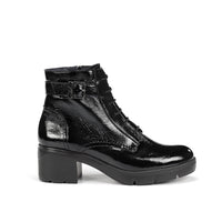 Fluchos F2107 Botín Fugaz de mujer de tacón medio en charol negro