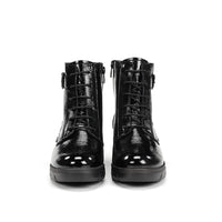 Fluchos F2107 Botín Fugaz de mujer de tacón medio en charol negro