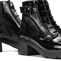 Fluchos F2107 Botín Fugaz de mujer de tacón medio en charol negro
