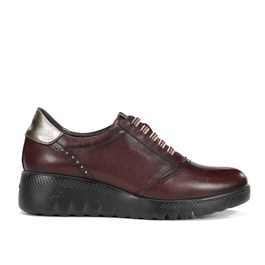 Fluchos Live F2096 Zapato cuña burdeos mujer