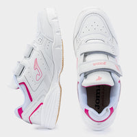 JOMA SCHOOL Deportivo colegial velcros blanco rosa