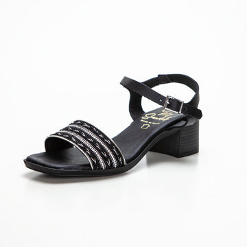 Oh My Sandals 5171 Sandalia de tacón medio brillo negro