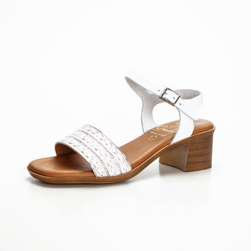 Oh My Sandals 5171 Sandalia de tacón medio brillo blanco