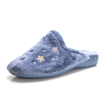 CABRERA 4461 Zapatilla de casa destalonada plana estrellas azafata