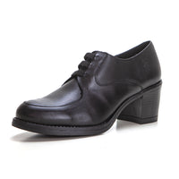 YOKONO LILLE-008 ZAPATO BLUCHER CON TACÓN ANCHO NEGRO