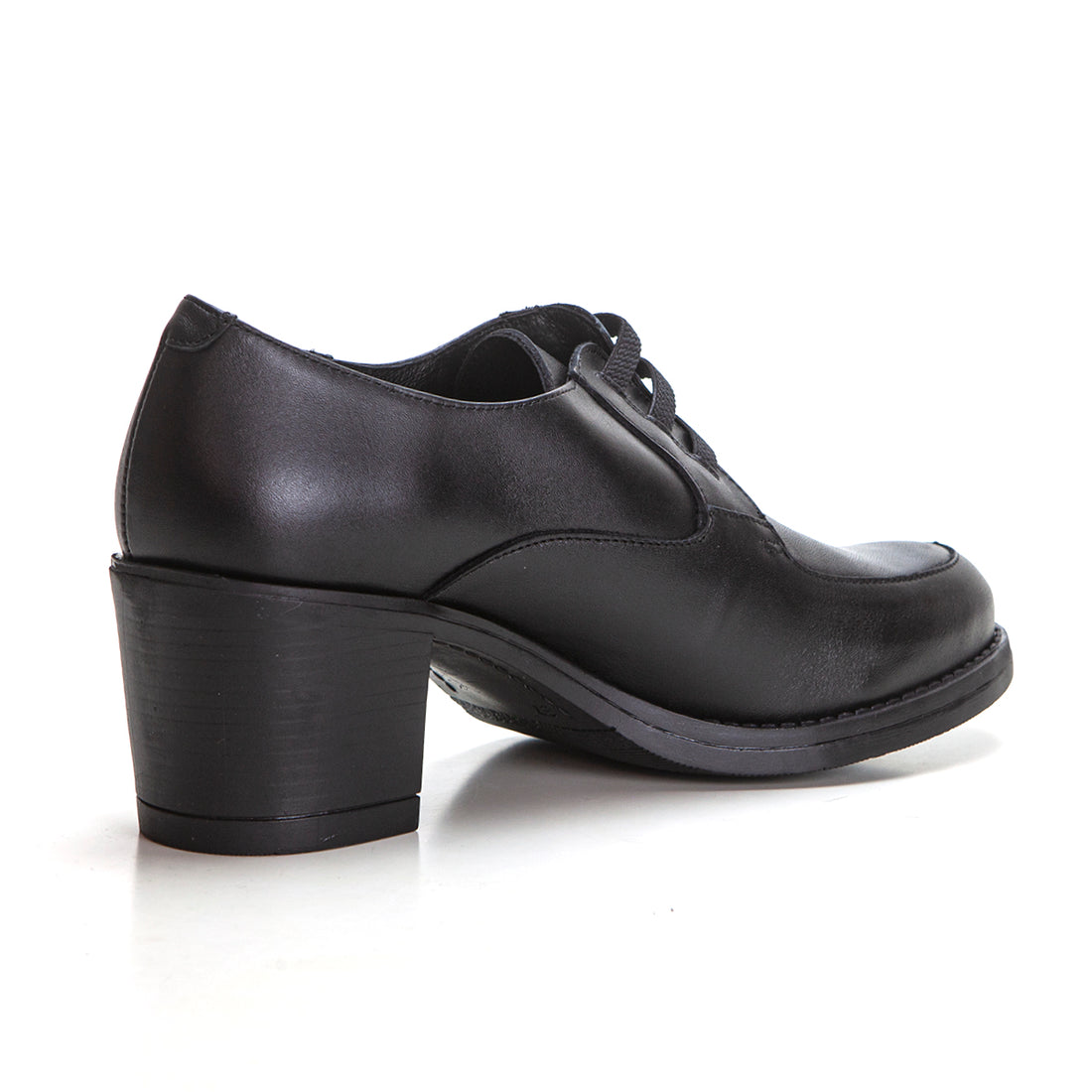 YOKONO LILLE-008 ZAPATO BLUCHER CON TACÓN ANCHO NEGRO