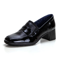 DORKING D9205 MOCASÍN TACÓN ANCHO CHAROL NEGRO