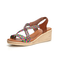 WalkFlez 24103 Sandalia de cuña media trenzado multicolor