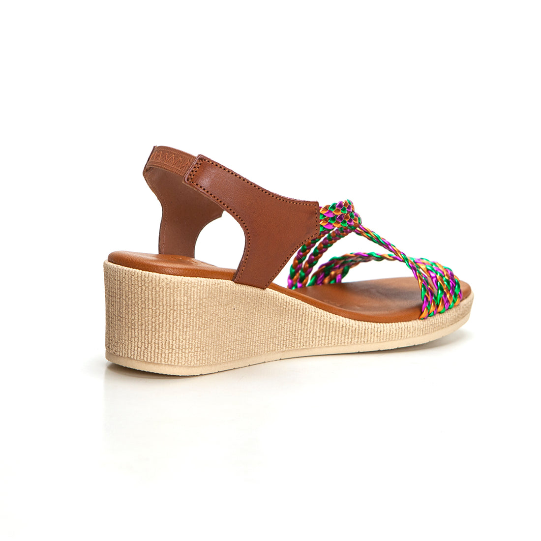 WalkFlez 24103 Sandalia de cuña media trenzado multicolor