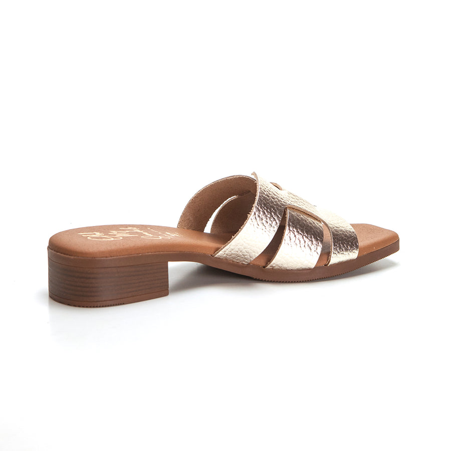 Oh my sandals 5343 Sandalia zueco tacón bajo champán