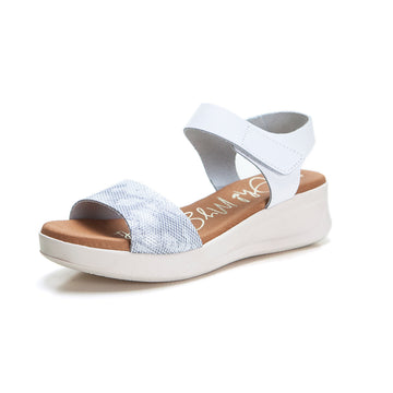 Oh my sandals 5408 Sandalia cuña baja velcro blanco