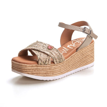 Oh my sandals 5438 Sandalia de cuña y  plataforma cruzada taupe